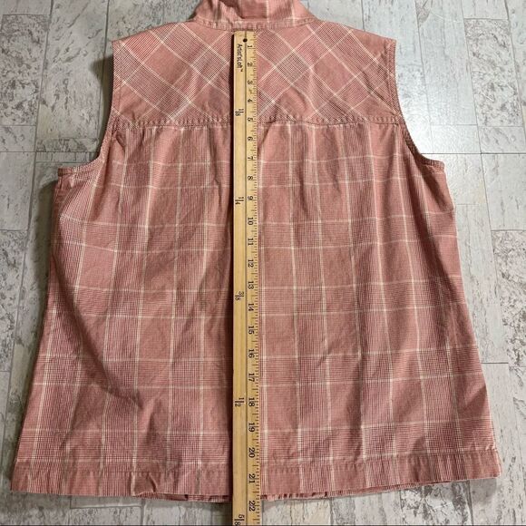 Christopher & Banks Red Cream Plaid Cotton Vest Size Small - Picture 8 of 13